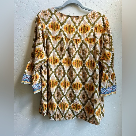 Savanna Jane NWT 1x bohemian floral embroidered pop over top vacation coastal - Picture 5 of 9